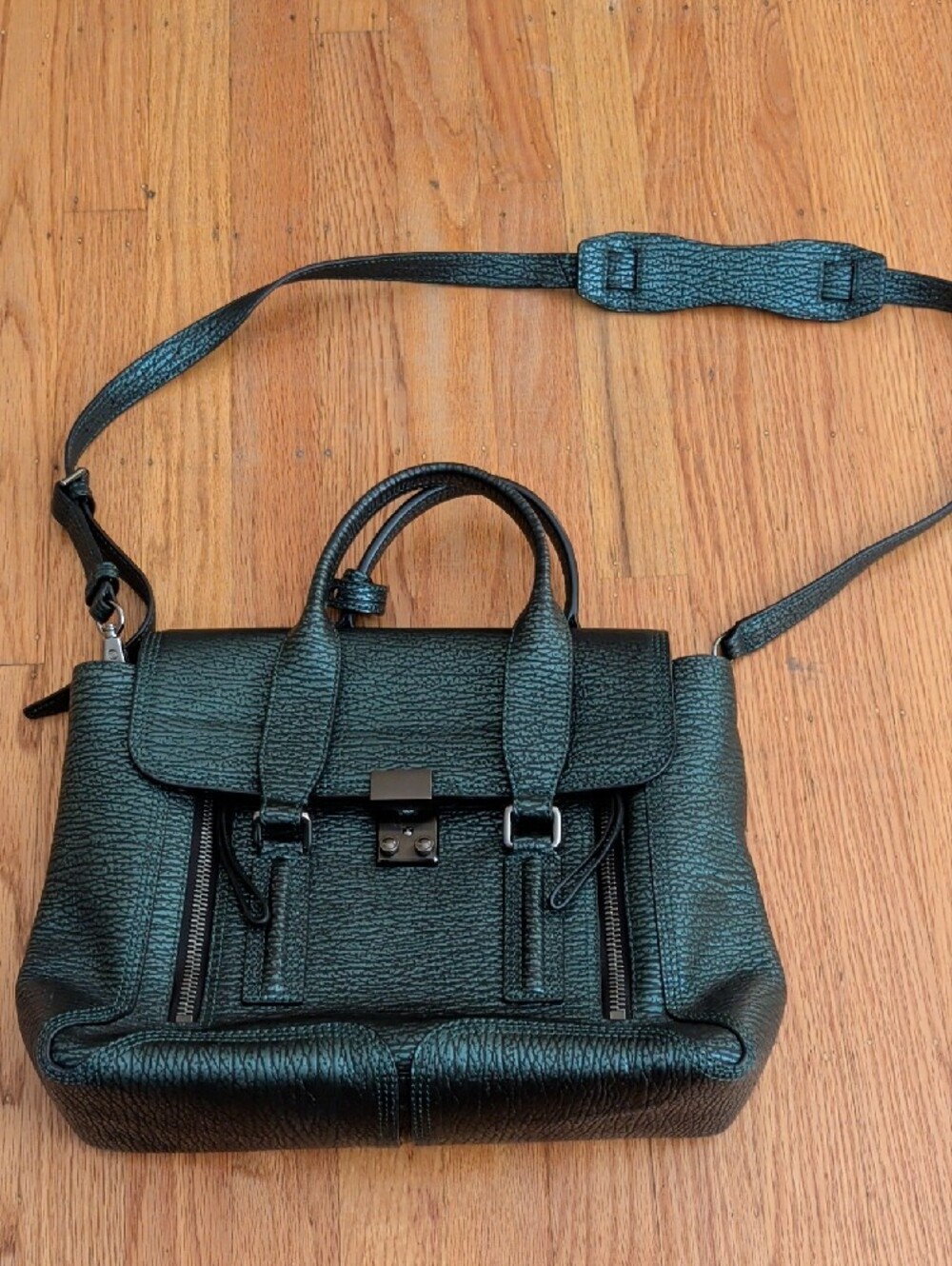 Philip Lim Leather Pashli Satchel Metallic Green